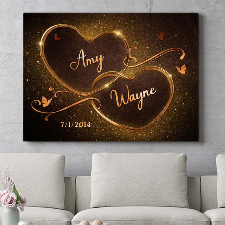 Personalized mural Sparkling Hearts