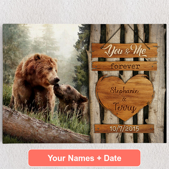 Personalized Canvas Bear Love