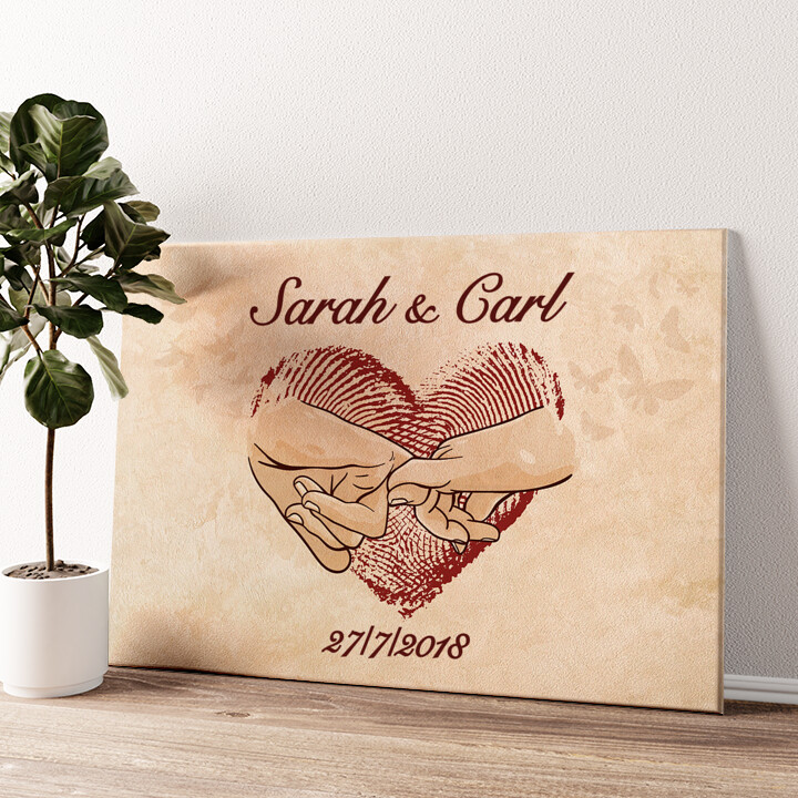 Personalized canvas print United Hearts