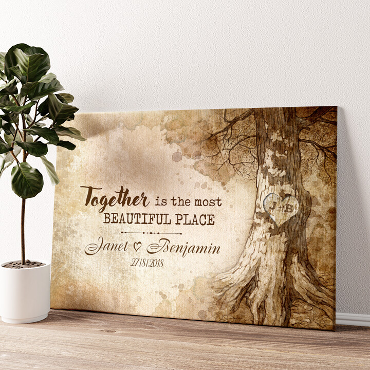 Personalized canvas print Heart Tree