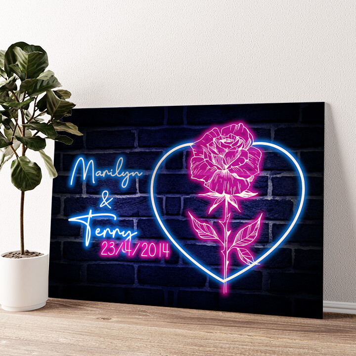 Personalized canvas print Rose Heart