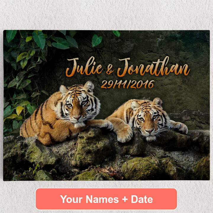Personalized Canvas Tiger Couple