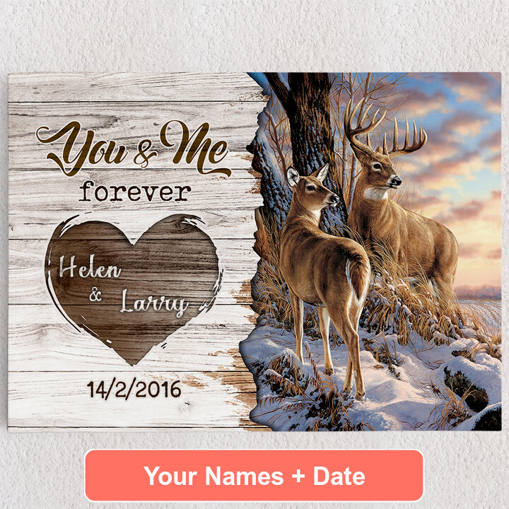 Personalized Canvas Deer Couple