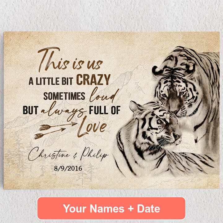 Personalized Canvas Tiger Love