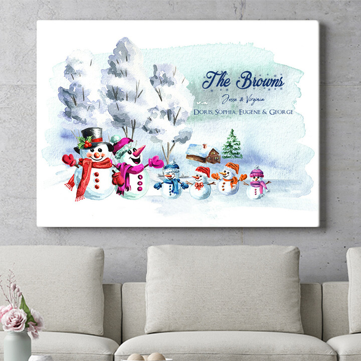 Personalized mural Snowman Family