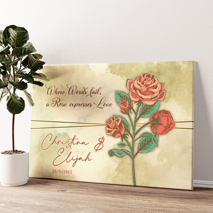 Personalized canvas print Love Rose