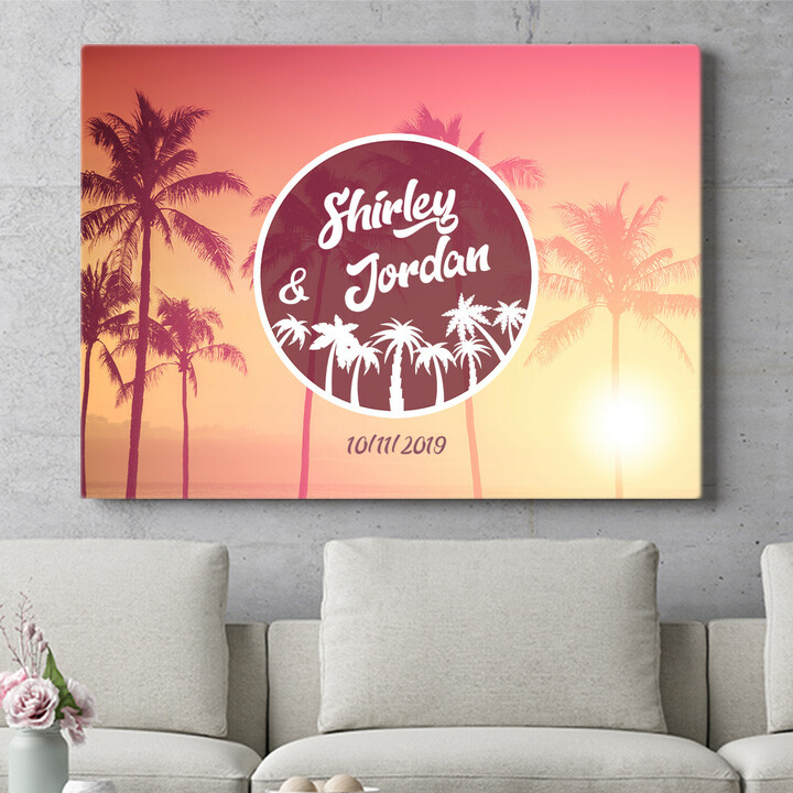 Personalized mural Love Under The Palms