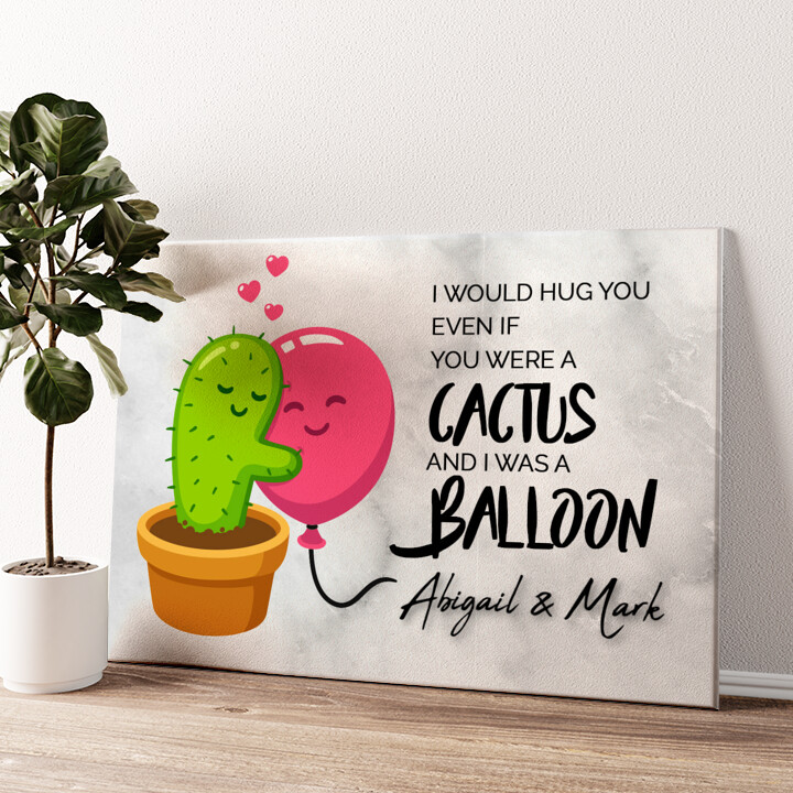 Personalized canvas print Cactus Balloons