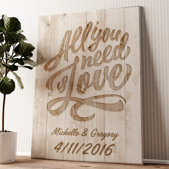Personalized canvas print Love Is All You Need