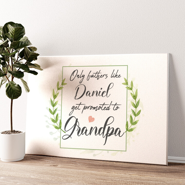 Personalized canvas print Dad Becomes A Grandpa