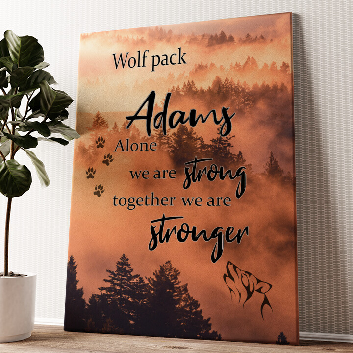 Personalized canvas print Wolf Family