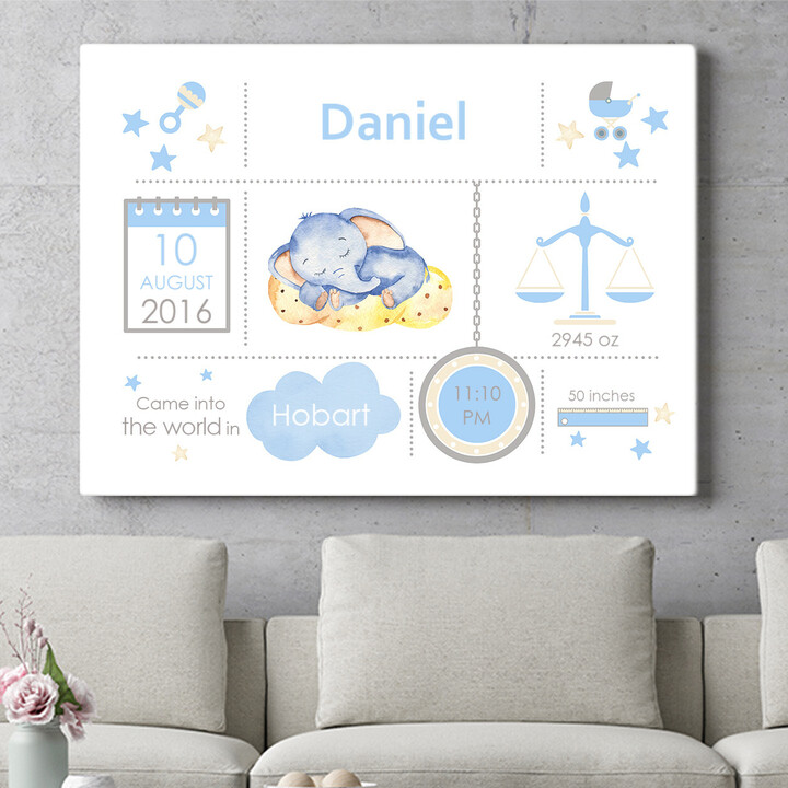 Personalized mural Baby Canvas Elephant Dreams