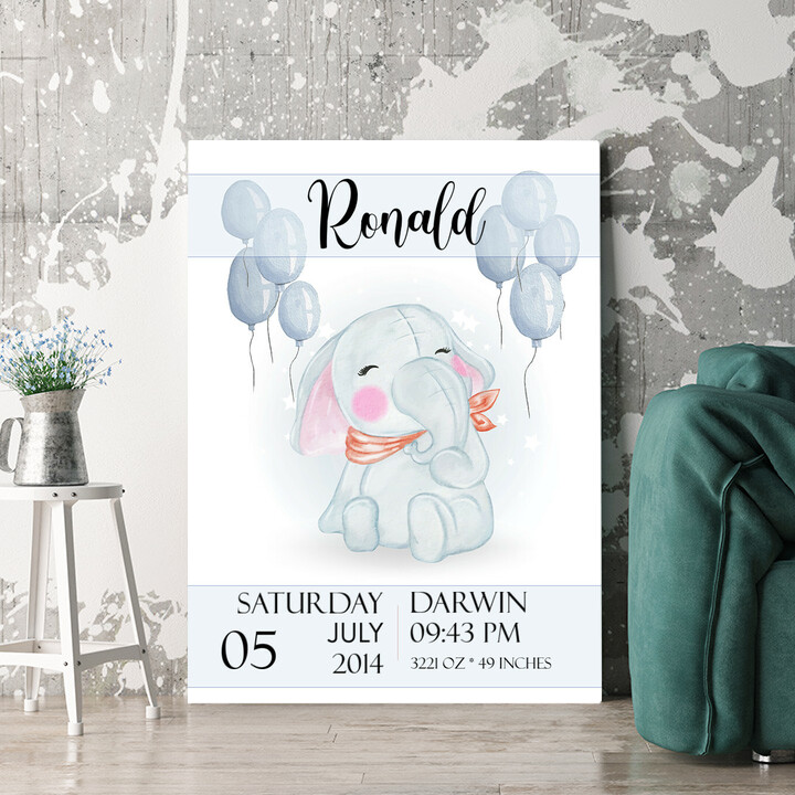 Personalized mural Canvas For Birth Elephant