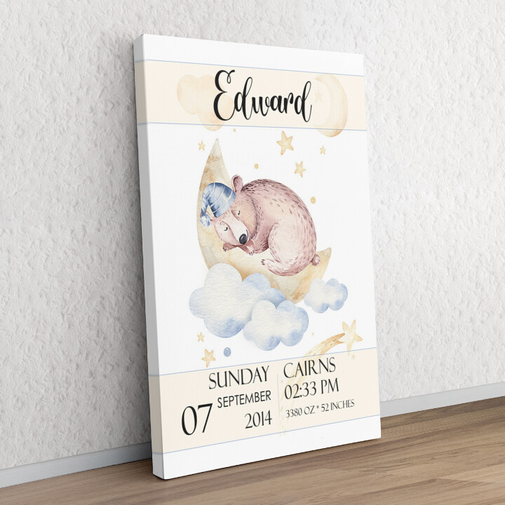 Personalized gift Canvas For Birth Bear Dreams