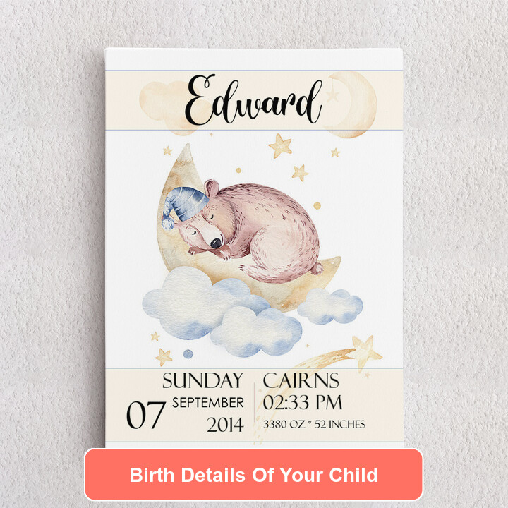 Personalized Canvas Canvas For Birth Bear Dreams