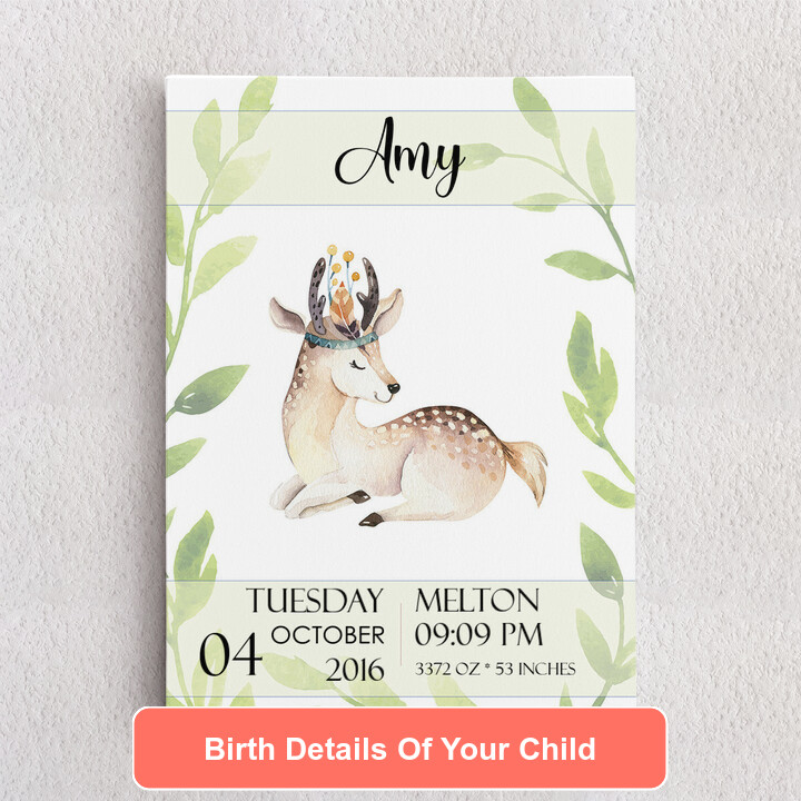 Personalized Canvas Canvas For The Birth Fawn