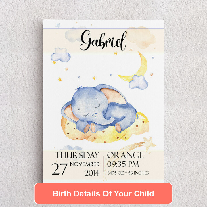 Personalized Canvas Canvas For Birth Elephant Dreams