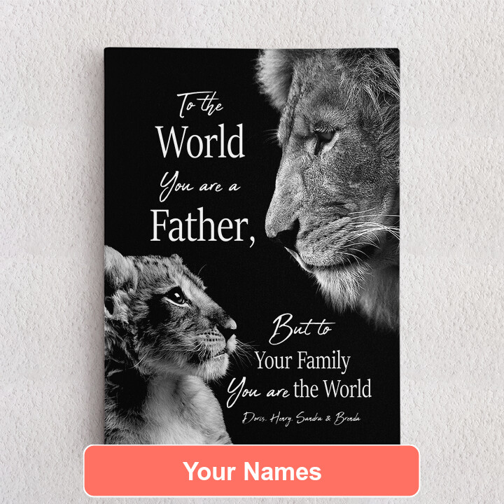 Personalized Canvas Lion Father