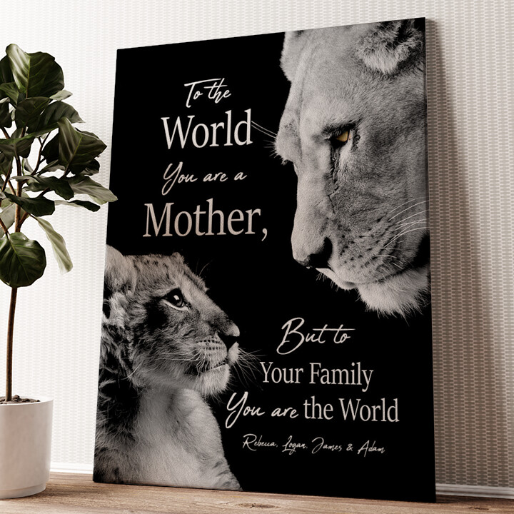 Personalized canvas print Lion Mother
