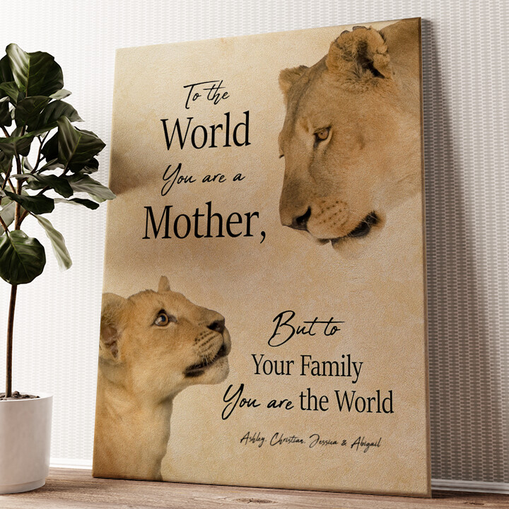 Personalized canvas print Lion Mother 2