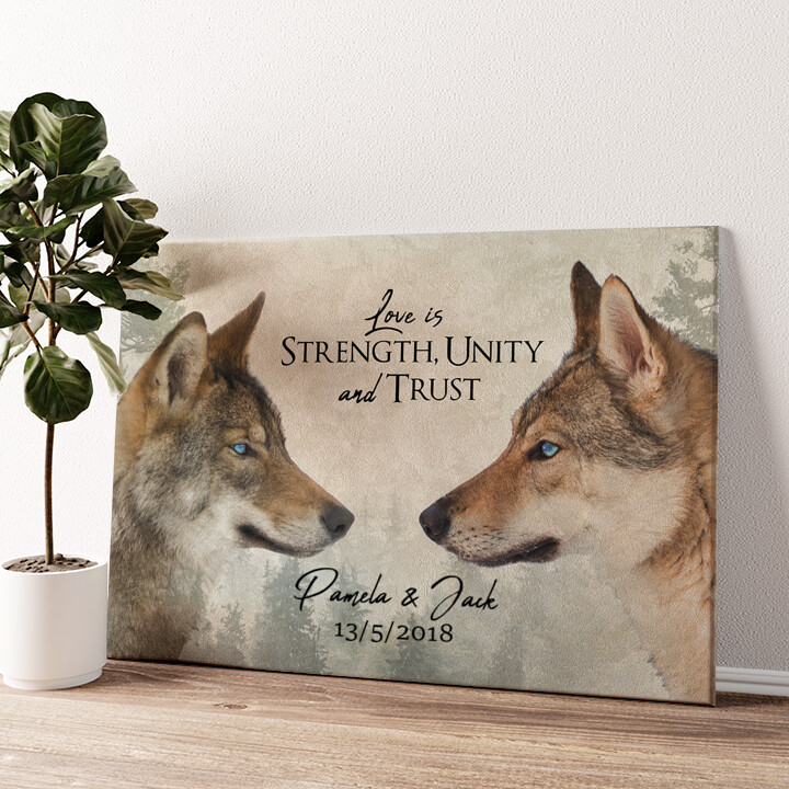 Personalized canvas print Wolf Love