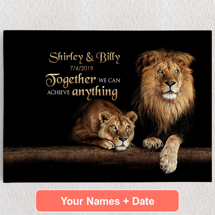 Personalized Canvas Lion Couple