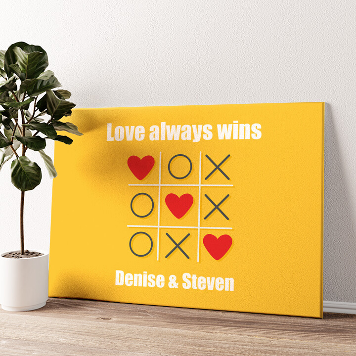 Personalized canvas print Tic Tac Love
