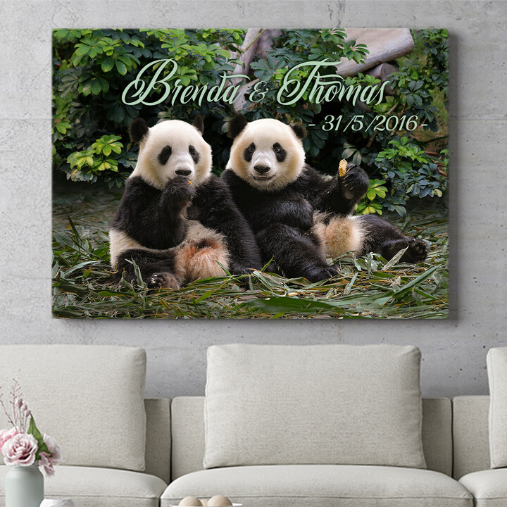 Personalized mural Panda Bears
