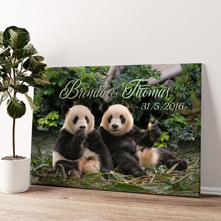 Personalized canvas print Panda Bears