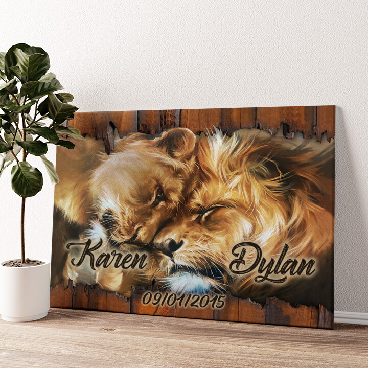 Personalized canvas print Lion Heart