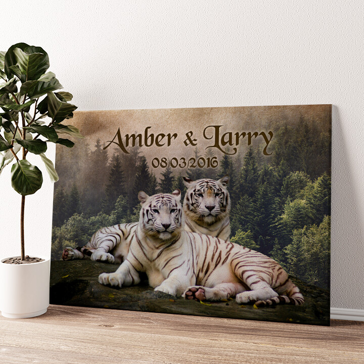 Personalized canvas print White Tiger