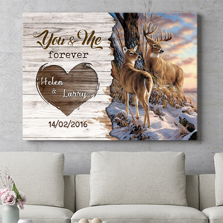 Personalized mural Deer Couple