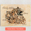 Personalized Canvas Tiger Family