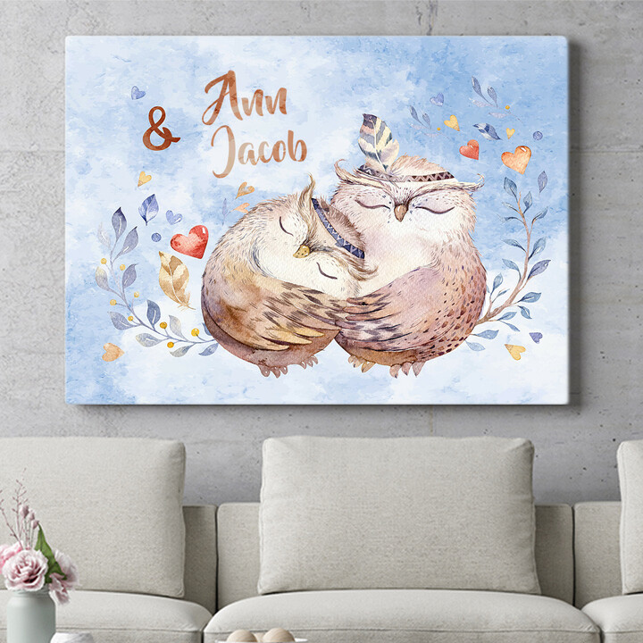 Personalized mural Cuddly Owls