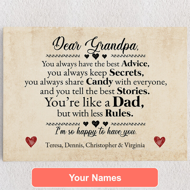 Personalized Canvas Grandpa Is The Best