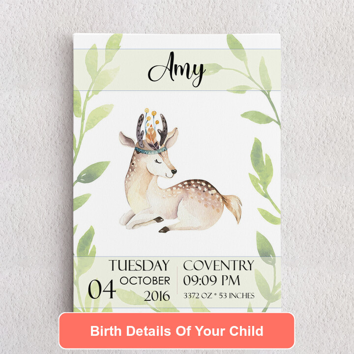 Personalized Canvas Canvas For The Birth Fawn