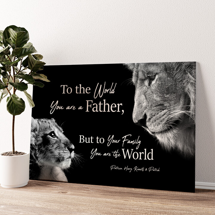 Personalized canvas print Lion Father (landscape Format)