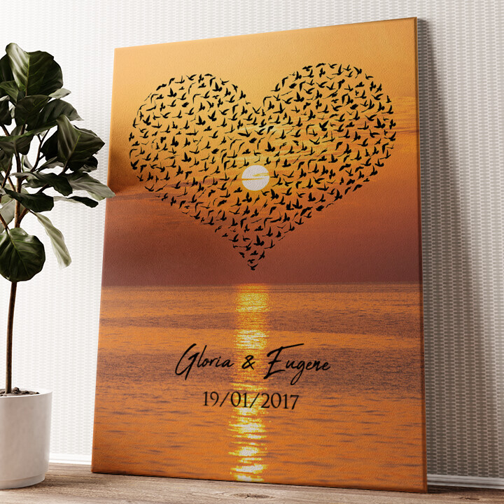 Personalized canvas print Birds Of Love
