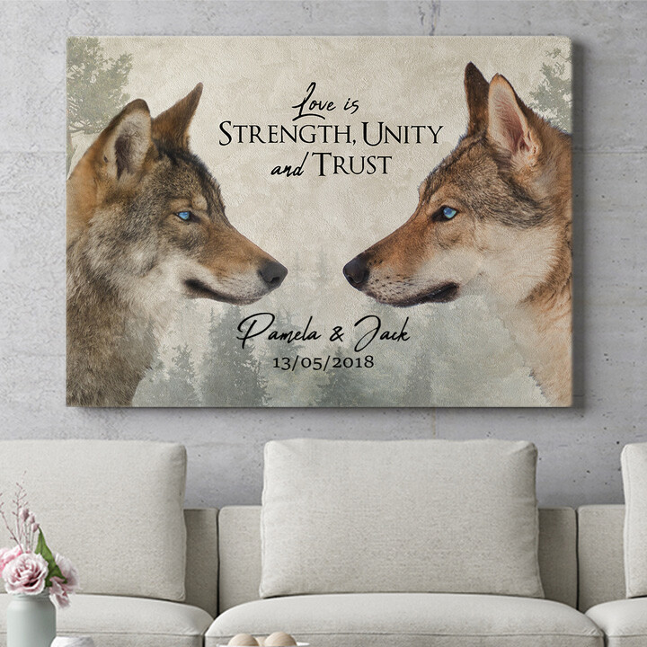 Personalized mural Wolf Love