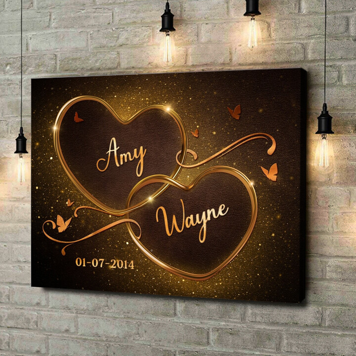 Personalized canvas print Sparkling Hearts