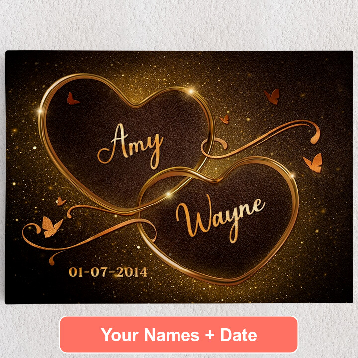 Personalized Canvas Sparkling Hearts
