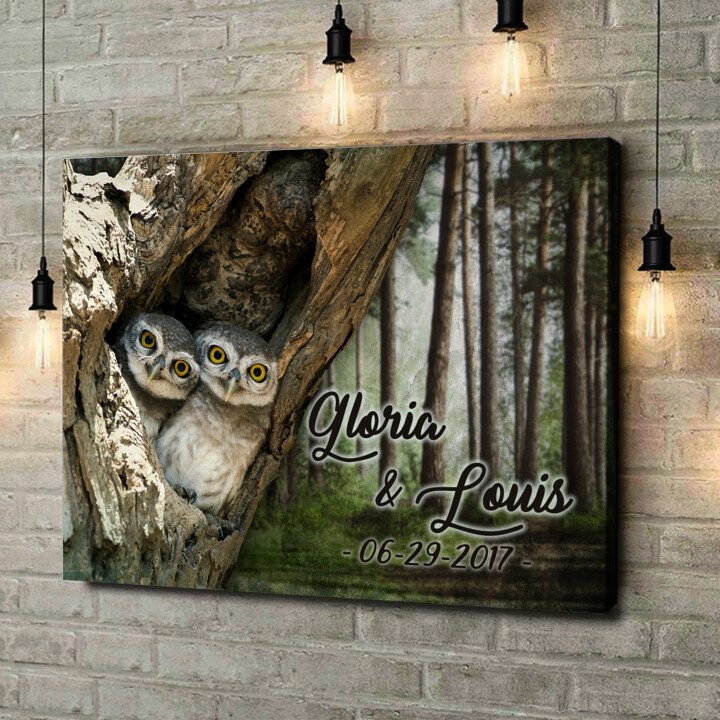 Personalized canvas print Owl's Nest