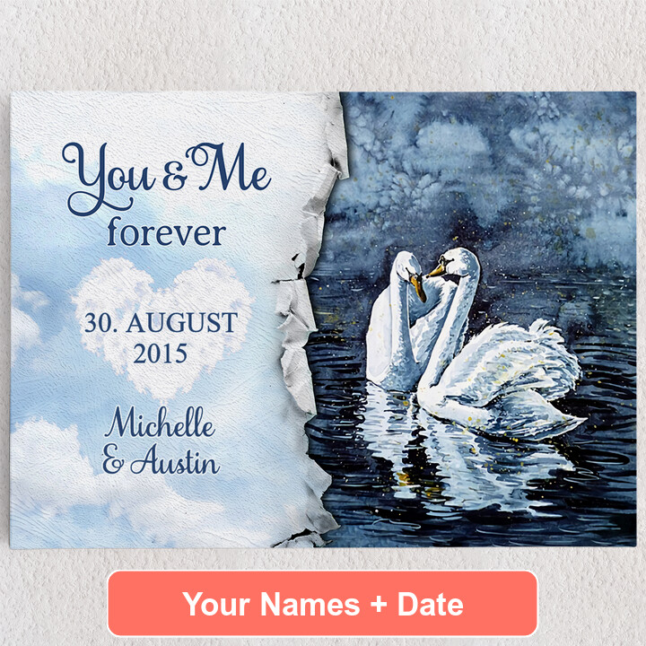 Personalized Canvas Swan Pair