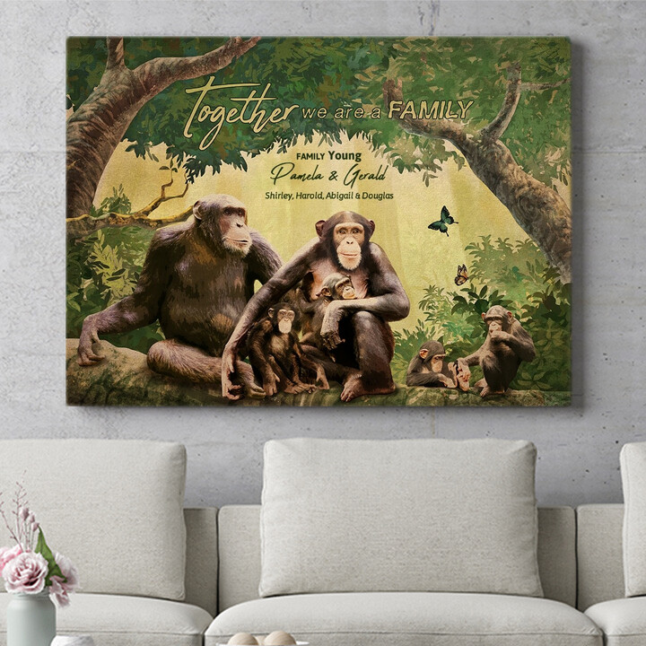 Personalized mural Monkey family
