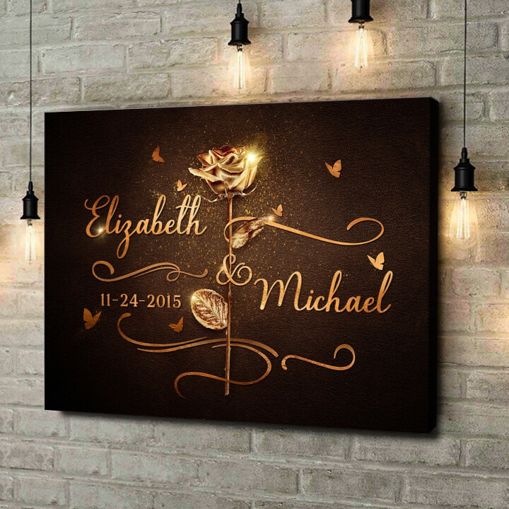 Personalized canvas print Golden Rose