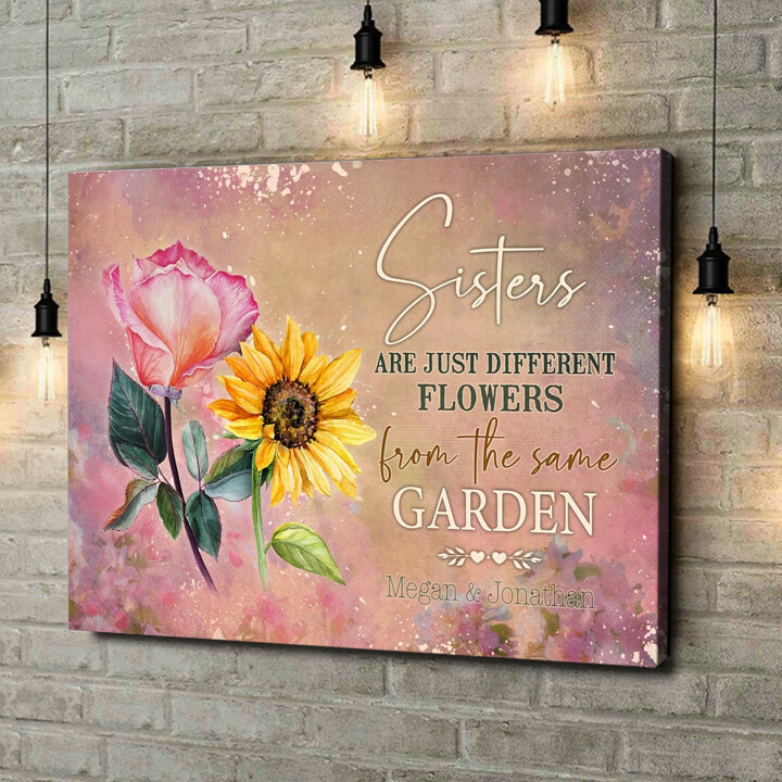 Personalized canvas print Sisters Of Flowers