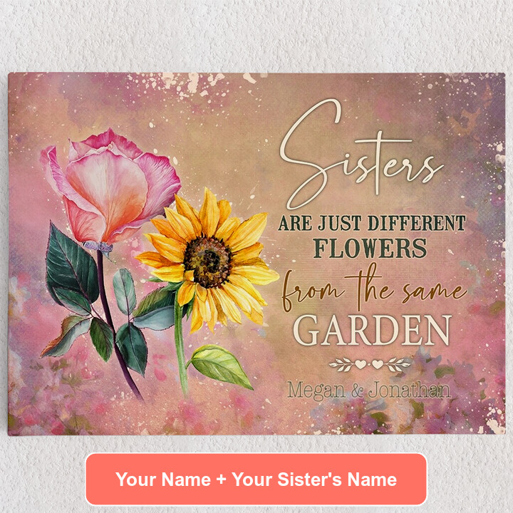 Personalized Canvas Sisters Of Flowers