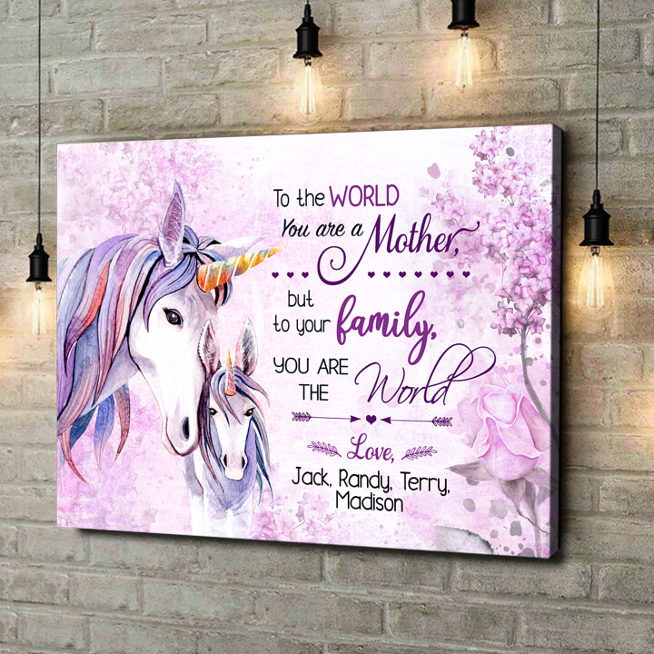 Personalized canvas print Unicorn Mother