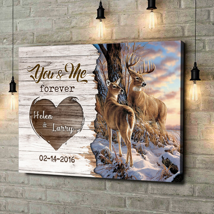 Personalized canvas print Deer Couple