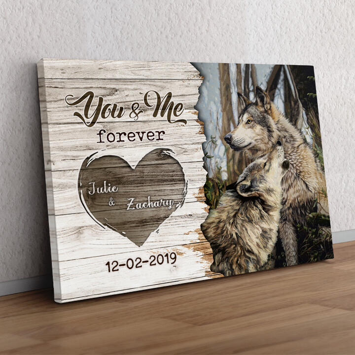 Personalized gift Wolf Pair